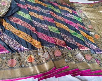 Handloom Katan Tissue Silk Saree, Banarasi Weaving, Wedding Sari