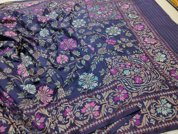 Real Gold Zari Banarasi Silk Saree: Handloom Jamdani Weave