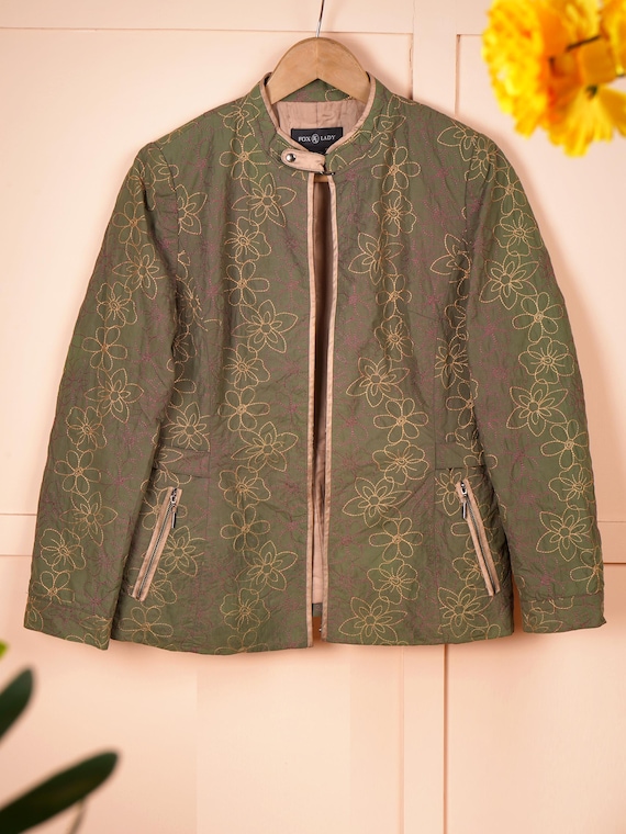 Rave Embellished Jacket Neutral Festival Clothing Gift Hand embroidery Kantha Jacket.