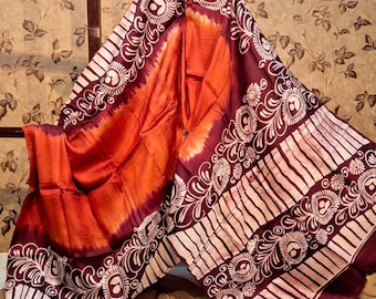 Handloom Katan Silk Saree, Bishnupur Weave, Dual Tone Banarasi