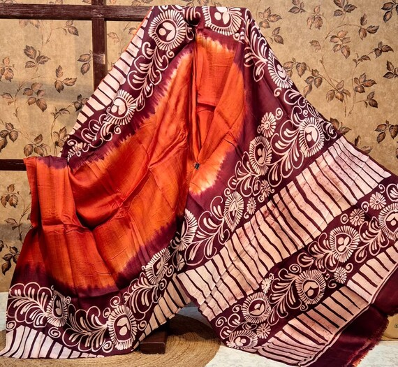 Handloom Katan Silk Saree, Bishnupur Weave, Dual Tone Banarasi