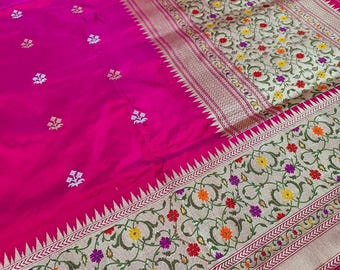 Handloom Katan Tissue Silk Saree, Zari Weaving, Banarasi Border, Wedding Saree