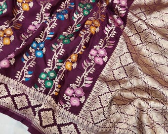 Designer Certified Mashru Katan Zari Silk Saree, Handloom Banarasi Weave Sari Masterpiece