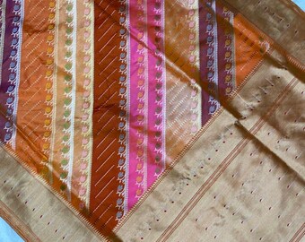 Handloom Katan Kadhua Silk, Wedding Zari Saree,Meenakari banarasi Handloom Muniya border weaving Rangkat silk mark certified Saree