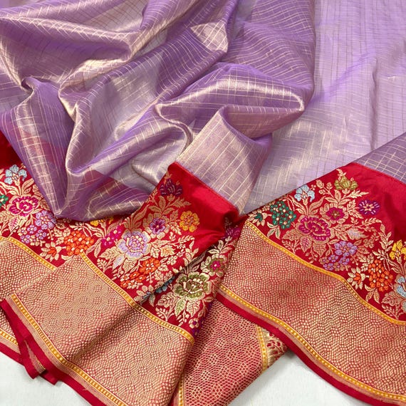 Katan Tissue Meenakari Saree: Handloom Banarasi Silk Weaving