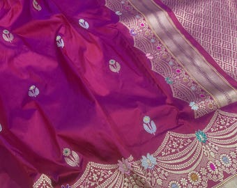Handloom Katan Tissue Silk Saree, Banarasi Zari Weaving, Wedding Saree