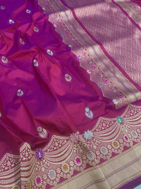 Handloom Katan Tissue Silk Saree, Banarasi Zari Weaving, Wedding Saree