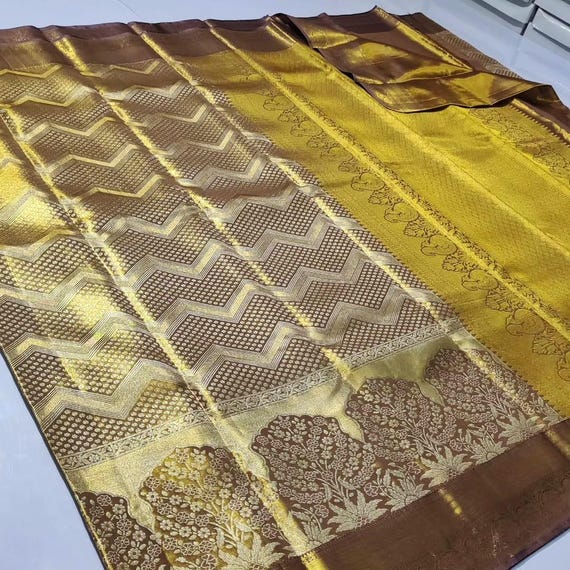 2 Gram Gold Kancheepuram Silk Saree: Handloom Zari Bridal Pattu