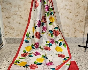 Handloom Katan Silk Saree, Bishnupur Block Print, Wedding Banarasi