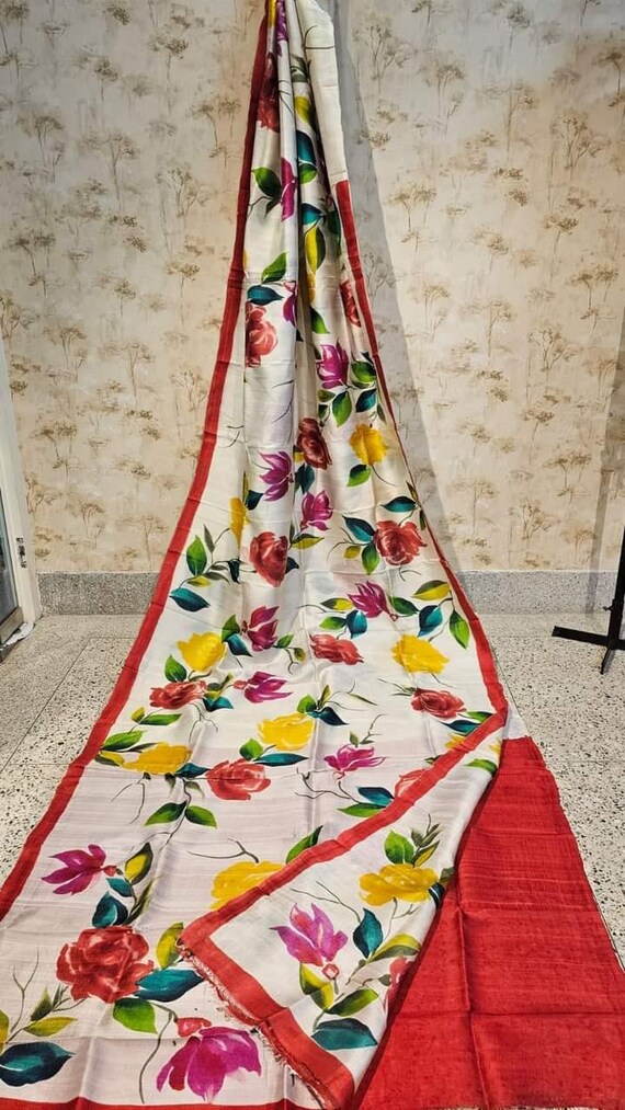 Handloom Katan Silk Saree, Bishnupur Block Print, Wedding Banarasi