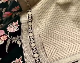 Mashru Katan Zari Silk Saree, Handloom Banarasi Weaving, Wedding Blouse