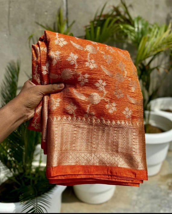 Tissue Weaving Saree, Resham Varanasi Handloom, Banarasi Silk Border