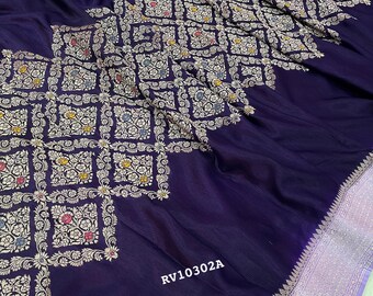 Handloom Banarasi Munga Pattu Silk Saree, Meenakari Border