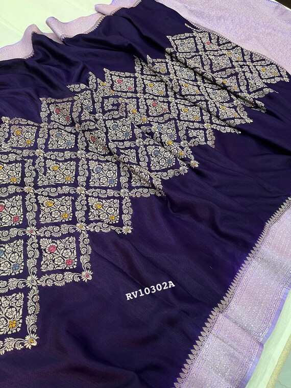 Handloom Banarasi Munga Pattu Silk Saree, Meenakari Border