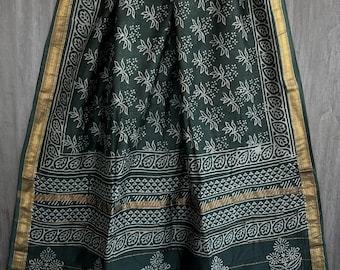 Handloom Maheshwari Silk Saree, Kalamkari Floral Print, Wedding Saree