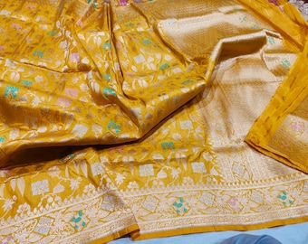 Katan silk Meenakari Saree: Handloom Banarasi Silk Weaving