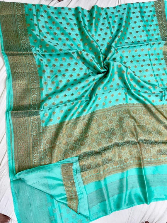 Katan Zari Silk Saree, Handloom Banarasi Weave, Paithani Border