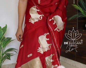 Woven Pichwai Art Saree | Munga Satin Resham Work | Classic Indian Ethnic Wear