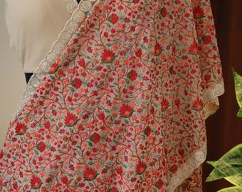 Parsi Style Multicolor Embroidery Georgette Silk Saree | Exclusive Dark Purple & Midnight Black