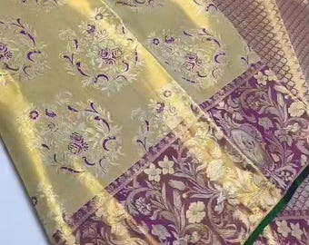 2 Gram Gold Kancheepuram Silk Saree: Handloom Zari Bridal Pattu