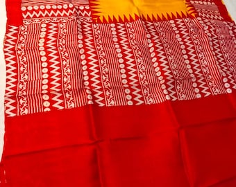 Hand-Painted Pure Tussar Silk Saree: Artisan Floral Masterpiece with Pure Zari Border