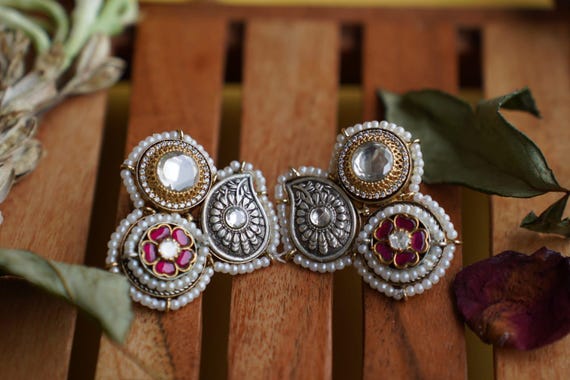 Kundan Jhumka Earrings with Ear Chains | Indian Wedding Jewelry