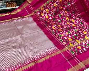 Handloom Ikkat Silk Saree, Pochampally Pattu, Indian Wedding Wear Bridesmaid Saree
