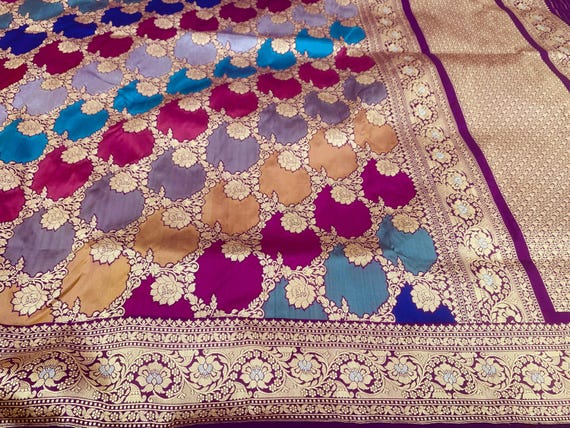 Handloom Katan Tissue Silk Saree, Varanasi Zari Weaving, Silk Mark