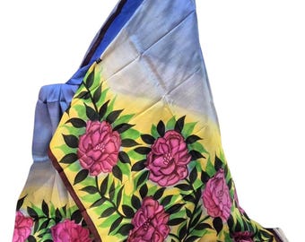 Handloom Katan Silk Saree, Bishnupur Block Print, Wedding Rangkat Sona Ropa