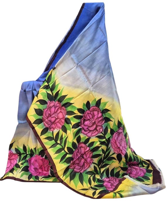 Handloom Katan Silk Saree, Bishnupur Block Print, Wedding Rangkat Sona Ropa