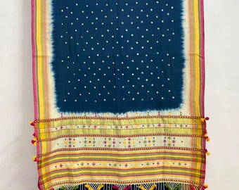Authentic Kala Cotton Bandhani Saree | Hand Dyed Ethnic Wear with Blouse Piece