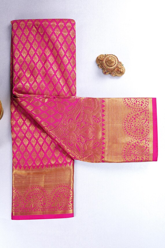 2 Gram Gold Kancheepuram Silk Saree: Handloom Zari Bridal Pattu