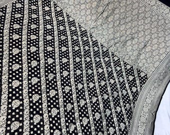 Handloom Khaddi Georgette Saree, Banarasi Silk Border