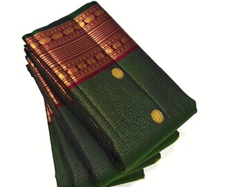 Magnificent 2 Gram Gold Kancheepuram Silk Saree, Handloom Zari Bridal Pattu Sari Masterpiece