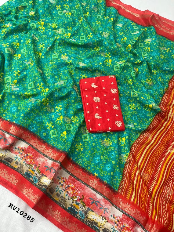 Handloom Pichwai Saree: Viscose Silk Ikkat Wedding Saree