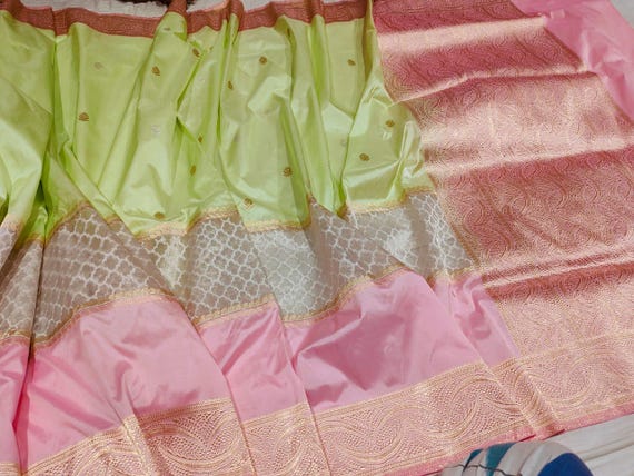 Green Banarasi Handloom Saree | Silver Zari, Pure Silk Wedding Sari