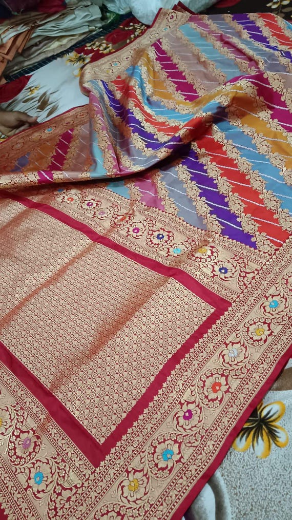 Handloom Katan Silk Wedding Saree: Banarasi Zari Meenakari Weave