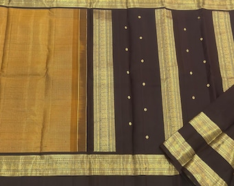 Pure Kanchipuram Silk Saree | 2G Pure Zari Korvai Checks | Handloom Bridal Wrap