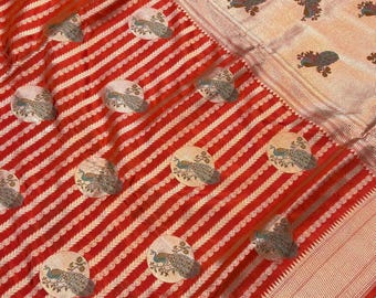 Certified Pure Katan Silk Saree | Hand-Woven Kadwa Figure Buta Masterpiece | Wedding Sari