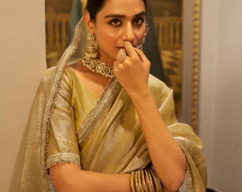 Tissue Silk Saree, Resham Varanasi Weaving, Banarasi Border