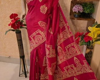 Handloom Katan Bishnupur Silk Saree, Wedding Banarasi Sona Ropa, Silk Mark Certified