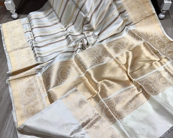 Katan Zari Silk Saree, Handloom Banarasi Weaving, Paithani Border