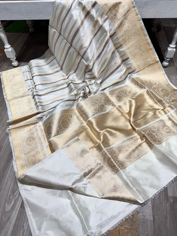 Katan Zari Silk Saree, Handloom Banarasi Weaving, Paithani Border