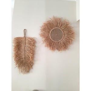 Handcrafted Raffia Wall Hanging Set: Boho Home Decor