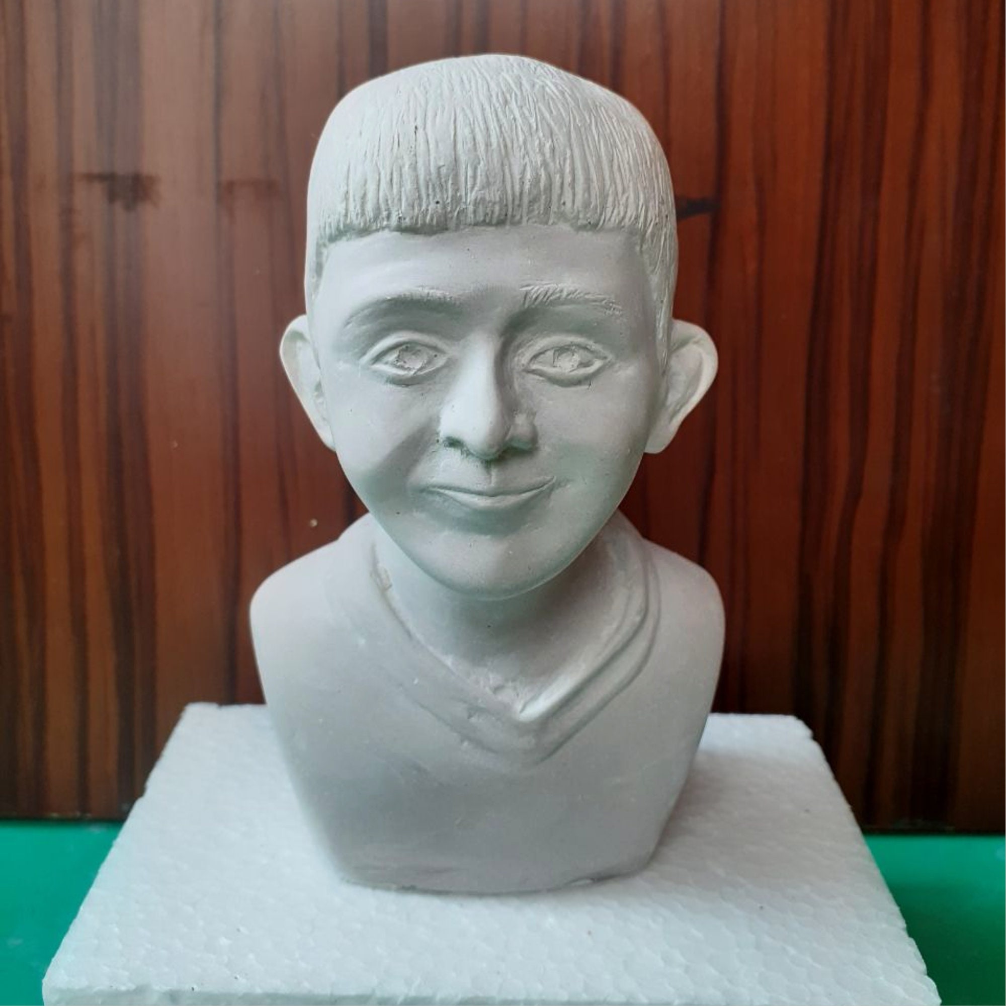 Custom Face Sculpture for Chia Pet, Terracotta Face Sculpture, Hand