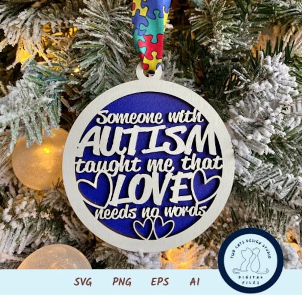 Autism Awareness Ornament, SVG File for Glowforge or Laser Cutter, Car Charm