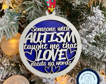 Adorno para la concientización sobre el autismo, archivo SVG para Glowforge o cortadora láser, adorno para coche