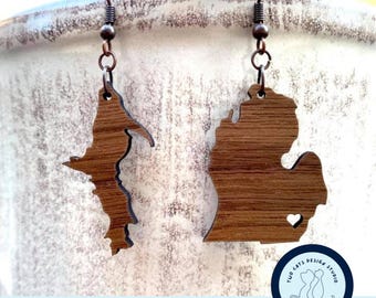 Pendientes Michigan SVG, archivo para Glowforge o cortador láser, península superior e inferior con corazón opcional incluido