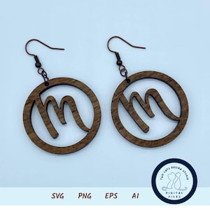 Paquete de pendientes con monograma y letra, archivo SVG para Glowforge o cortador láser, paquete de pendientes colgantes