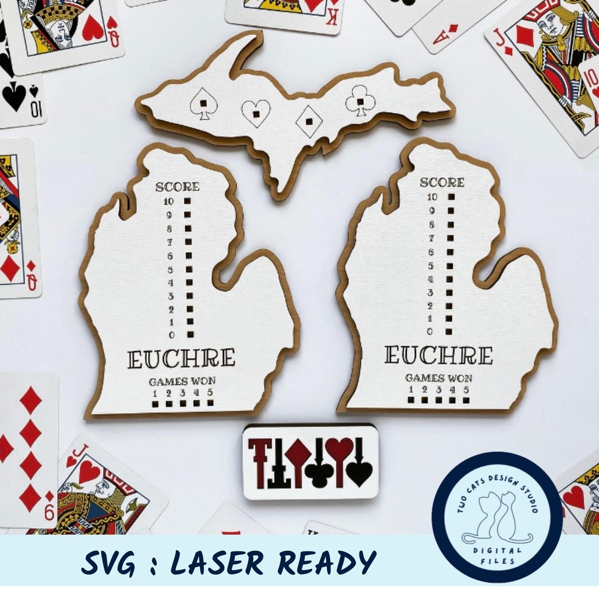MI Euchre Scoreboards SVG, Michigan Cut File